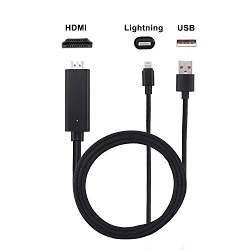 Product Cover Phone Pad to HDMI Cable 6.6ft HDMI Adapter 1080P HDTV Connector Cable, Digital AV Adapter Cord Compatible with Phone X 8 7 6 Plus 5s 5, Pad, Pod to TV Projector