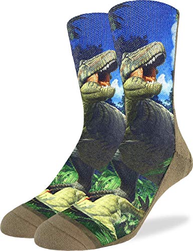 Product Cover Good Luck Sock Men's Tyrannosaurus Rex Dinosaur Socks - Brown, Shoe Size 8-13