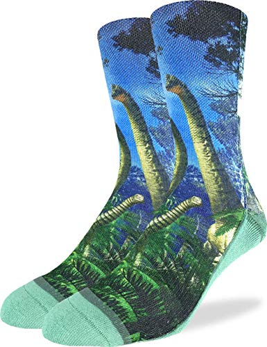 Product Cover Good Luck Sock Men's Brachiosaurus Dinosaur Socks - Green, Adult Shoe Size 8-13