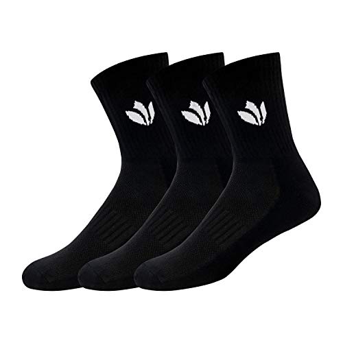 Product Cover Fresh Feet Men's Cotton Mid-Calf Socks (Black, Free Size) -Pack of 3