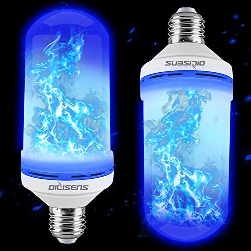 Product Cover DILISENS LED Flame Effect Light Bulbs-Newest Upgraded 4 Modes Flickering Fire Simulated Lamps-for Halloween/Christmas Decoration/Home/Festival Small Blue 2 Count