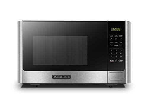 Product Cover BLACK+DECKER EM925AB9 Digital Microwave Oven with Turntable Push-Button Door,Child Safety Lock,900W,0.9 cu.ft,Stainless Steel,
