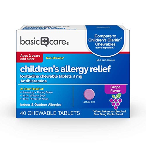 Product Cover Basic Care Children's Allergy Relief, Loratadine Chewable Tablets, 5 mg, Antihistamine, 40 Count