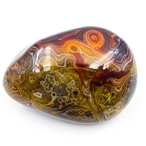 Product Cover favoramulet Natural Banded Agate Palm Stone, Polished Worry Healing Crystal Specimen Sphere Pebble Irregular Shaped 1.2