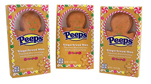 Product Cover Peeps Gingerbread Man Flavored Marshmallow Christmas Stocking Stuffer, 1.19 oz, Set of 3