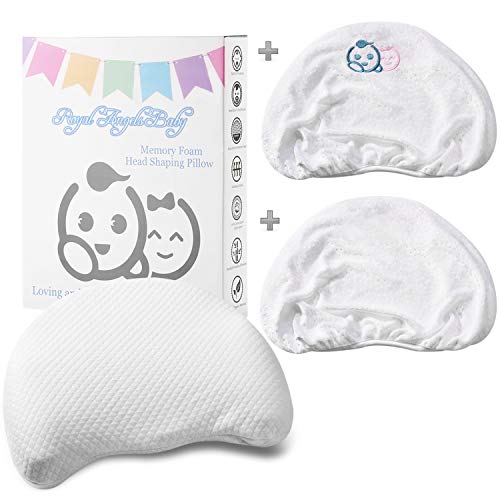 Product Cover Baby Toddler Memory Foam Pillow | Baby Head Shaping Pillow | Flat Head Baby Pillow | Cotton Cover & 2 Bamboo Pillowcases | Keep Baby's Head Round | Crib Stroller Pillow