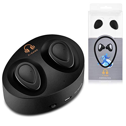 Product Cover True Wireless Earbuds with Microphone for Running - Rechargeable Smart Phone Bluetooth Earphones with Mic - Sweatproof Cordless Sports Headphones for Gym - Clear Stereo Sound Ear Buds & Charging Case