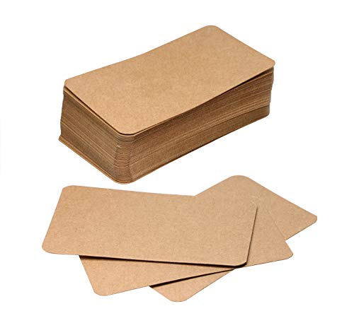 Product Cover Tupalizy Small Blank Kraft Paper Message Note Business Cards Mini Greeting Place Name Vocabulary Word Flash Cards Graffiti Scrapbookings DIY Gift Tags Label, Bronze, 100PCS