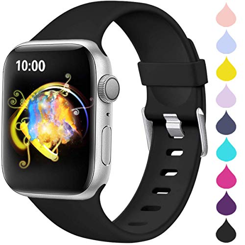 Product Cover Haveda Sport Bands Compatible for Apple Watch 44mm Series 4 Series 5, Waterproof 42mm Apple Watch Band Women Wristband for iWatch, Apple Watch Series 3, Series 2 1 Men, Black 42mm/44mm S/M