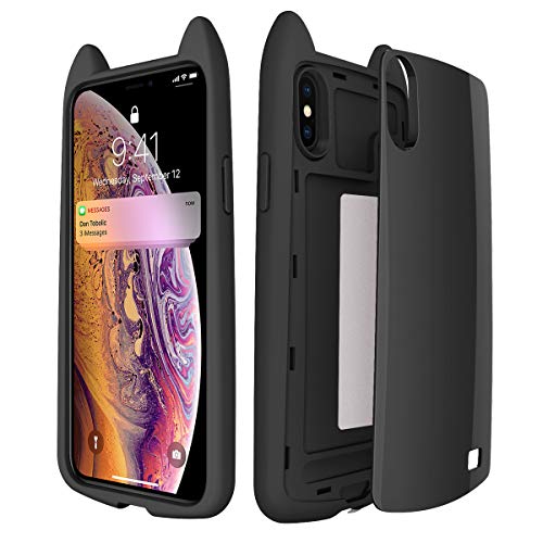 Product Cover Sahiyeah for iPhone X/Xs Case, Clear Hybrid Protective Case Slim PC+TPU Hard Case Cat Ear Shape Smooth Shockproof DropProof Cover Compatible for iPhone Xs 2018, iPhone X 2017 5.8 Inch, Black