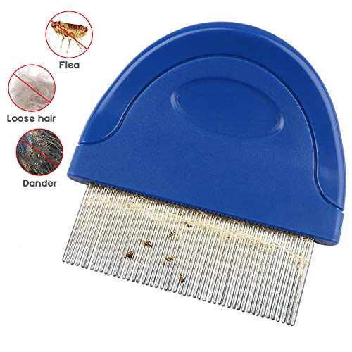 Product Cover Cat Flea Comb, Pet Flea and Tick Prevention for Dogs, Tear Stain Remover, Stainless Steel Teeth with Plastic Handle for Removing Flea Egg, Mites, Ticks Dandruff Flakes, Crust, Mucus, and Stains