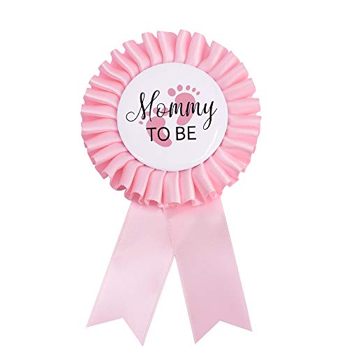 Product Cover Baby Shower Mom Tinplate Badge Pin - Baby Shower Party Buttons New Mom Gifts Gender Reveals Party Favors Baby Girl Pink Rosette Button Baby Celebration (Light Pink)