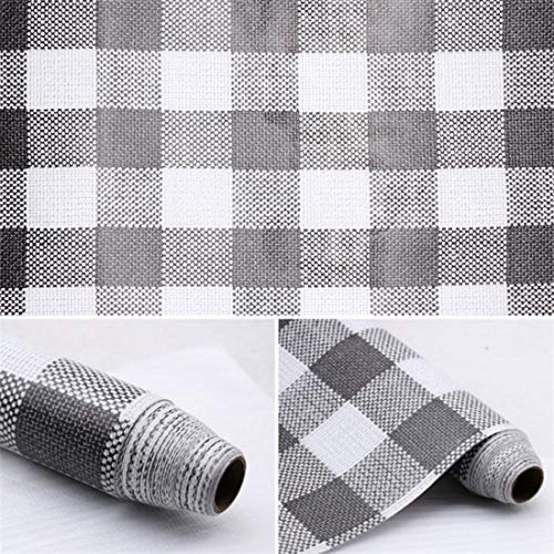 Product Cover Faux Gingham Cloth Look Self Adhesive Crafts Contact Paper Shelf Drawer Dresser Liner Vinyl Film17.7x78 Inch (Grey)