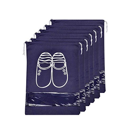 Product Cover Lify Portable Travel Shoe Organizer Space Saving Fabric Storage Bags (Navy Blue, 16 X 12-Inch) -6 Pieces Pack