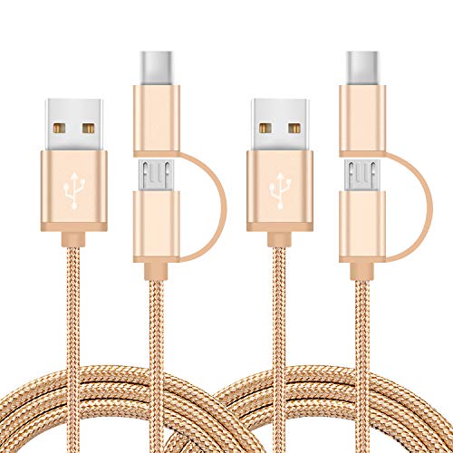 Product Cover 2 in 1 Charging Cable for Samsung Galaxy S10 S10E S8 S9 S7 Edge Active Plus,Note 8 9 10 Express Prime 2 3 30 A50 A10,Moto G7 G6 Play Power,LG K40 K50 Q60,Micro USB Type C Fast Charger Cord Wire 3FT