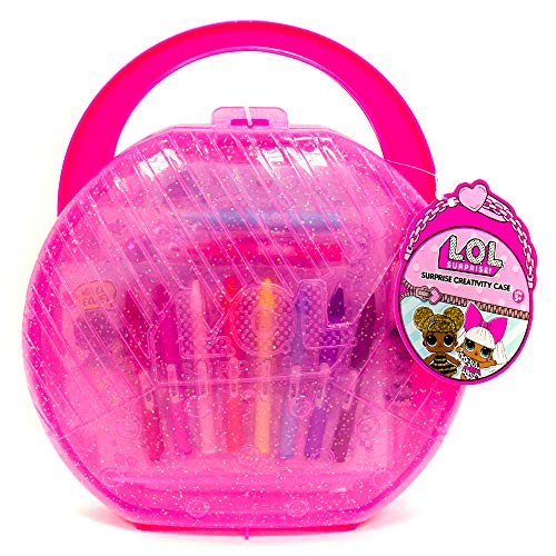 Product Cover L.O.L. Surprise! Creativity Case by Horizon Group USA, Storage Case,Paper Dolls, Coloring Pages, Makers, Crayons, Glitter Glue & Scratch Art Included, Hot Pink