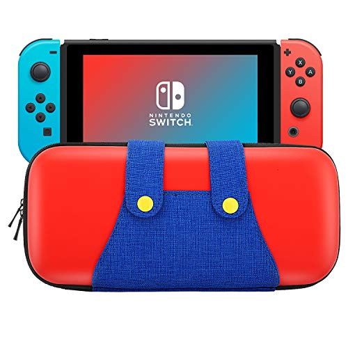 Product Cover MoKo Carrying Case for Nintendo Switch, Portable Protective Hard Shell Cover Travel Carrying Case Storage Bag with 10 Cartridge Holder for Nintendo Switch Console - Red + Blue