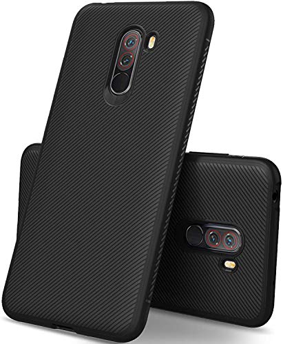 Product Cover Toppix Case for Xiaomi Pocophone F1, Soft TPU Bumper Flexible [Shock Absorption] [Specialized] Bumper Protective Cover (Black)