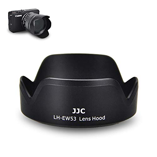 Product Cover JJC Camera Lens Hood Shade for Canon EF-M 15-45mm f/3.5-6.3 is STM Lens on Canon EOS M50 M5 M6 M100 M10 Replaces Canon EW-53 Hood -Black