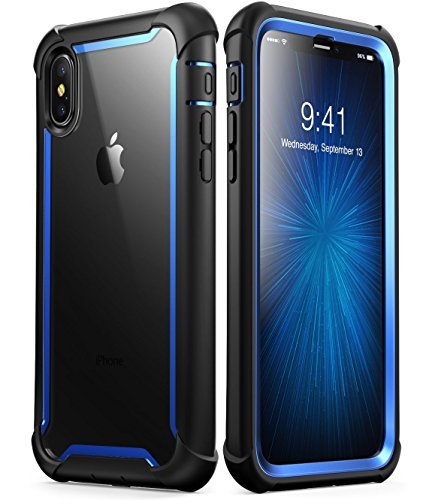 Product Cover i-Blason Ares Designed for iPhone Xs Case, iPhone X Case, Full-Body Rugged Clear Bumper Case with Built-in Screen Protector for iPhone Xs 5.8 Inch (2018 Release) (Blue)