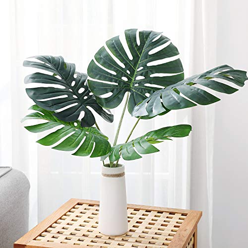 Product Cover Olivachel Artificial Leaves Tropical Monstera Leaves Palm Tree Leaf Plant DIY Decorations for Home Kitchen Wedding Party (Monstera Leaves - 5Pcs/Pack)
