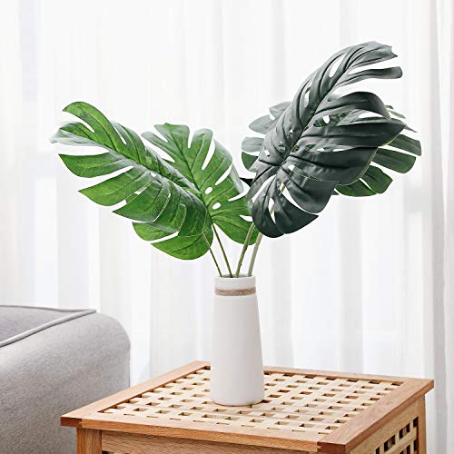 Product Cover Olivachel Artificial Leaves Tropical Monstera Leaves Palm Tree Leaf Plant DIY Decorations for Home Kitchen Wedding Party (Monstera Leaves - 4Pcs/Pack)