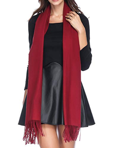 Product Cover Womens Scarves,Large Soft Cashmere Feel Pashmina Shawls Wraps Light Scarf (Wine Red)