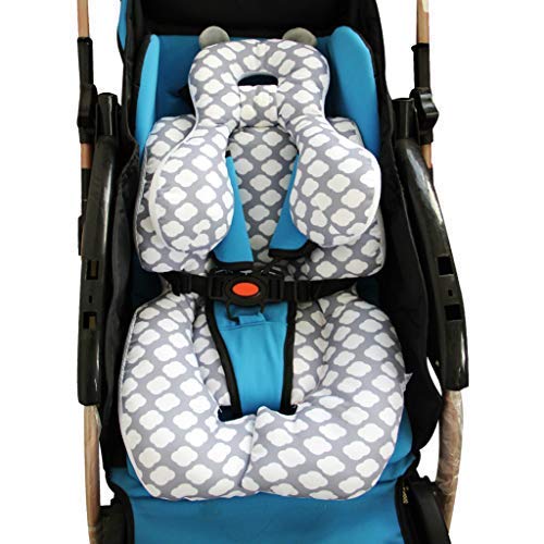 Product Cover Infant Car Seat Insert, KAKIBLIN Cotton Baby Stroller Liner Head and Body Support Pillow, Infant Seat Pad Carseat Neck Support Cushion for Toddler (Cloud)