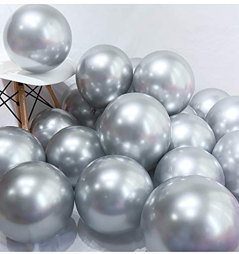 Product Cover BALONAR 3.2g 12Inch 100pcs Metallic Chrome Balloon in Silver for Wedding Birthday Party Decoration (Silver)