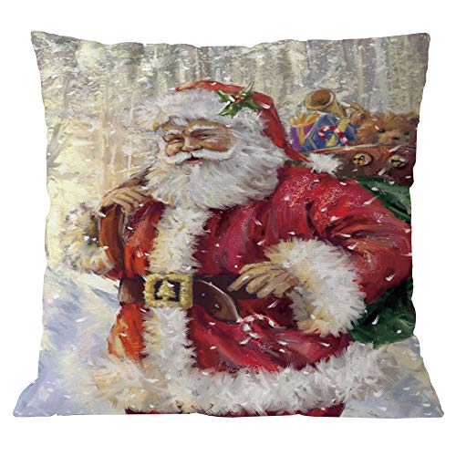 Product Cover Sothread Christmas Pillow Cases, Tree Car Printed Linen Throw Pillow Cases Sofa Cushion Cover Home Party Decoration 18