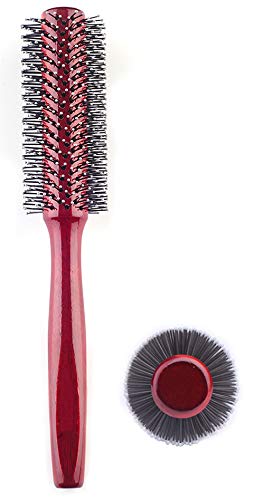 Product Cover Small Round Hair Brush for Blow Drying With Soft Nylon Bristles, 1.6 Inch, for Short or Medium Curly Hair-Red