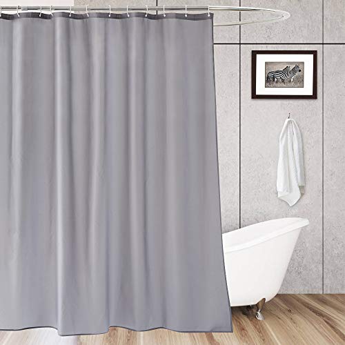 Product Cover AooHome Extra Long Shower Curtain Liner, Fabric Shower Curtain with Hooks for Hotel, Waterproof, 72 x 84 Inch, Light Grey