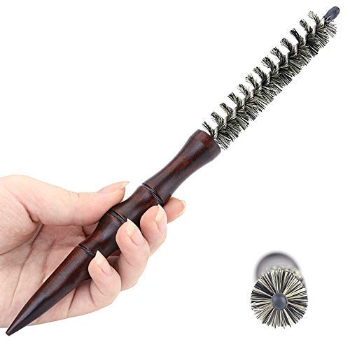 Product Cover Small Round Hair Brush for Short Hair, Mini Boar Bristle Brush for Blow Drying - 0.7 Inch Diameter