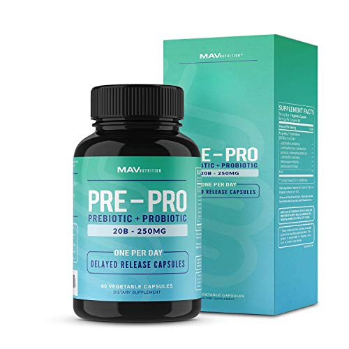 Product Cover MAV Nutrition Probiotics + Prebiotics for Digestive Enzymes Support, Non-GMO, Vegetarian Friendly, 60 Count
