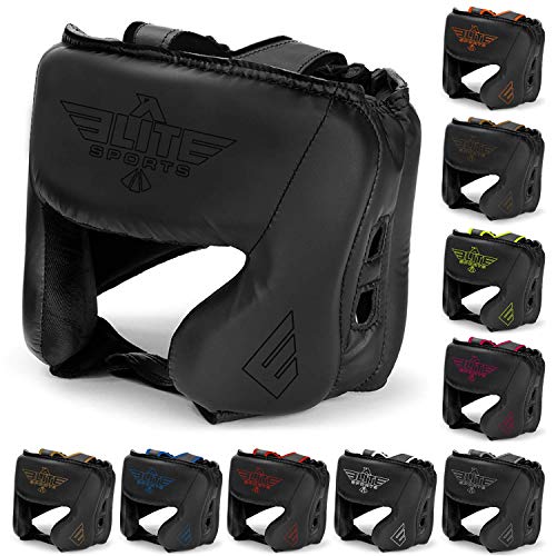 Product Cover Elite Sports Boxing MMA Sparring Kickboxing Headgear for Men, Muay Thai Boxing Head Guard Helmet for Head Protection (Black)