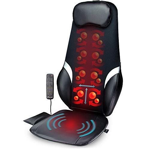 Product Cover Back Massage Chair | Shiatsu, Vibration and Rolling Massage with Soothing Heat | Customizable Multi-Zone and Spot Massage with 3 Programs | Black