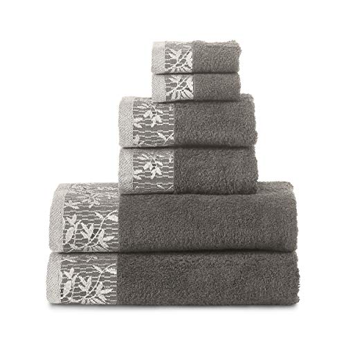 Product Cover Superior Wisteria 100% Cotton Towel Set, 6 Piece, Grey