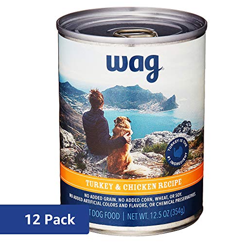Product Cover Amazon Brand - Wag Wet Canned Dog Food, Turkey & Chicken Recipe, 12.5 oz Can (Pack of 12)