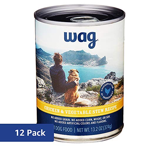 Product Cover Amazon Brand - Wag Wet Canned Dog Food, Chicken & Vegetable Stew Recipe, 13.2 oz Can (Pack of 12)