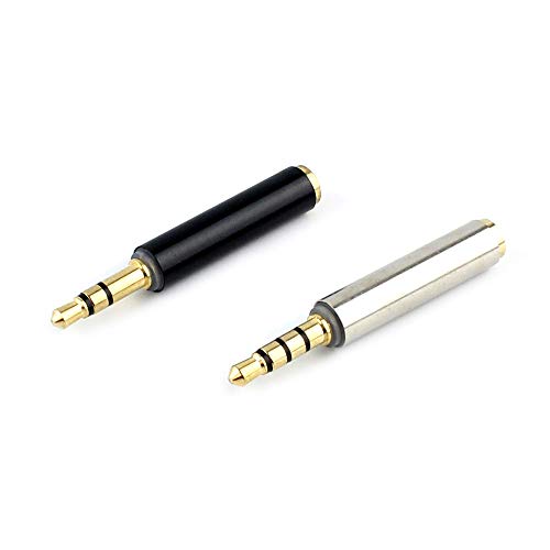 Product Cover Aufgeld TRRS to TRS Male to Female 4pin 3pin Adapter for Small Mini Lavalier Lapel Omnidirectional Condenser Microphone Apple iPhone Android Windows Cellphones Noise Cancelling Mic 4 to 3 pin 3PA