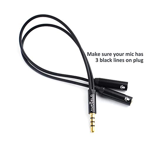 Product Cover Professional AUFGELD Dual Mic Adapter 3.5mm Jack Headset Splitter 4 Pole Male to 2 Dual Female Lavalier Lapel Microphone for Apple iPhone iPod Android Windows Smartphones Headphones (Mic + Audio)