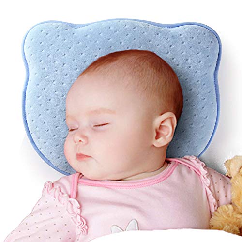 Product Cover Baby Head Shaping Pillow for Newborn Baby/Soft Memory Foam Infant Pillow to Prevent Flat Head,Best Perfect for 0-12 Months Baby (Blue)