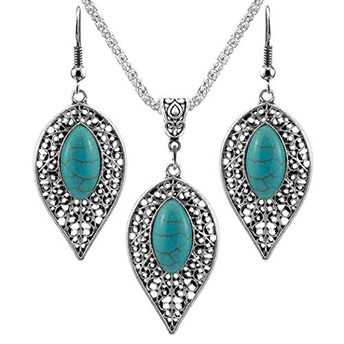 Product Cover Nurbo 1 X Fashion Women's Retro Turquoise Rhinestone Earrings Necklace Jewelry Set