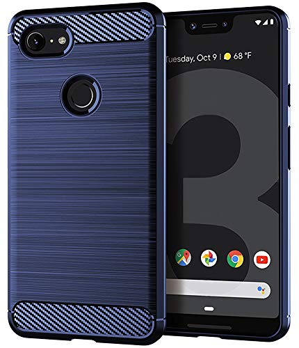 Product Cover Asmart Pixel 3 XL Case, Google Pixel 3 XL Case, Shock Absorption Google Pixel 3 XL Phone Case Slim TPU Bumper Cover Soft Flexible Carbon Fiber Protective Case for Google Pixel 3 XL (Blue)