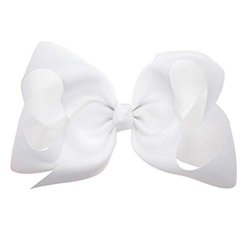 Product Cover Hair Clips Boutique Hair Bows Alligator Clip for Women Girl Hairpin 6 Inch TSFJ02 (White)