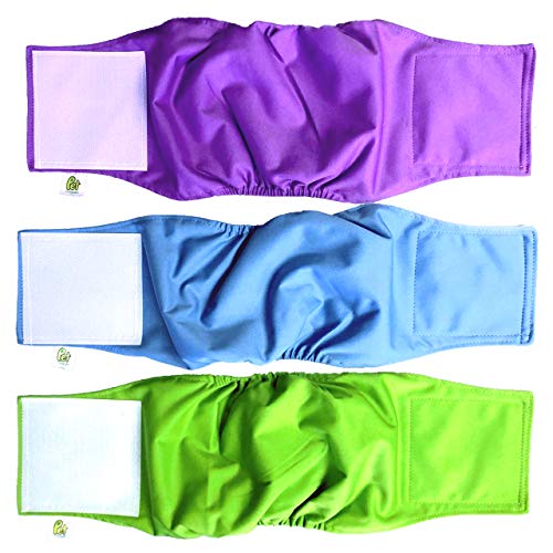 Product Cover Pet Magasin Male Dog Belly Manner Band Wraps Nappies, 3-Pack, Blue Green and Purple, Large