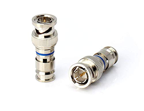 Product Cover THE CIMPLE CO - BNC Compression Connector for RG6 Coaxial Cable | Pack of 10 | Solid Construction with High Grade Metals - Male BNC Connectors for CCTV, SDI, HD-SDI, Siamese, Security Camera