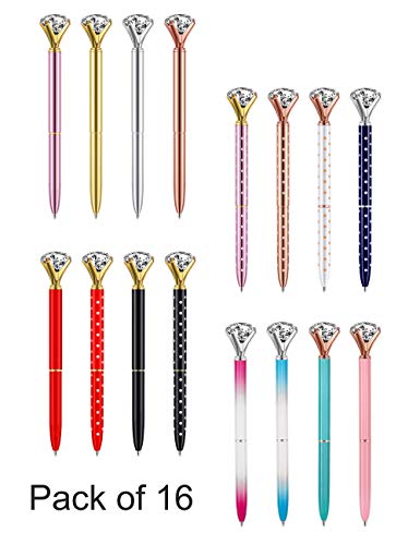 Product Cover Diamond Pens Cute Ballpoint Pens Diamond Pen Office Supplies Décor Gifts for Women Bridesmaid Coworkers Rose Gold Cool Fun Fancy Novelty  Crystal Metal School Desk Accessories Black Ink Pack of 16