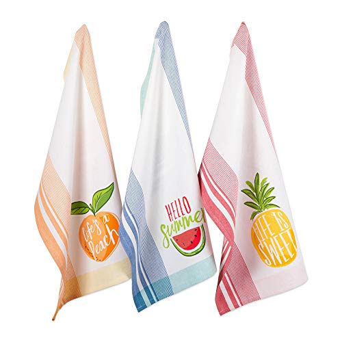 Product Cover DII CAMZ11120 Cotton Summer Dish, Decorative Oversized Towels, Perfect for Every Day Home Kitchen, Holidays and Housewarming Gifts, Dishtowels (3), Hello