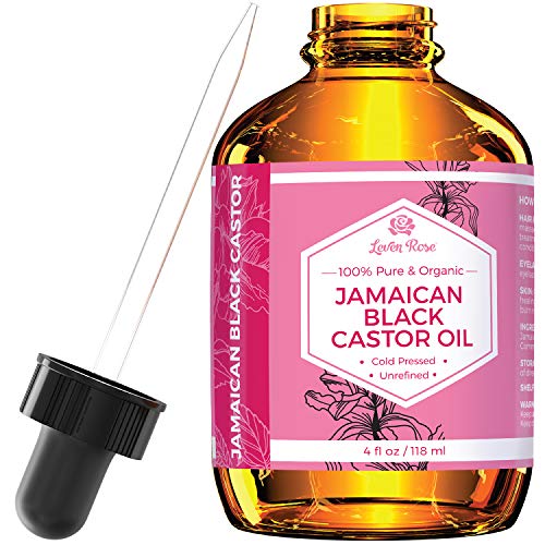 Product Cover Jamaican Black Castor Seed Oil by Leven Rose, 100% Natural & Pure Organic Serum for Hair, Hot Oil Treatment, and Skin Healing for Treating Eczema, Psoriasis, Acne, Burns 4 oz